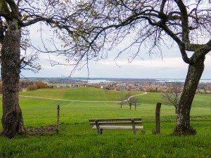 Blick über Bernau auf den Chiemsee